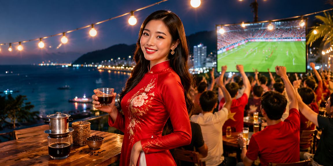 Người chơi tại Phú Quốc xem phân tích kèo trực tuyến trên điện thoại bên bờ biển